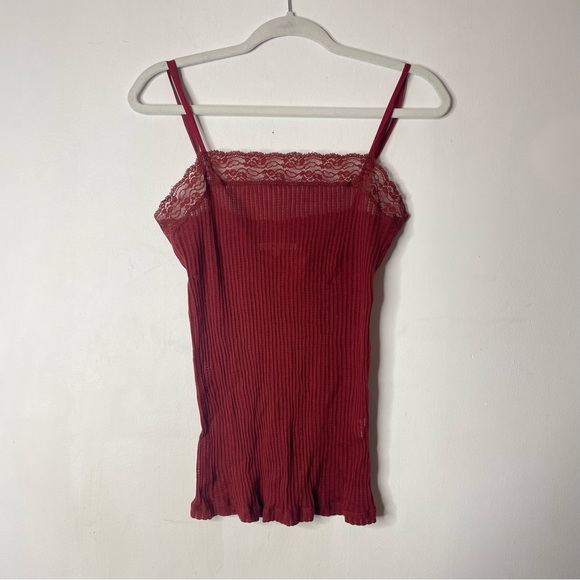 Helmut Lang Red Lace Lingerie Tank Top, Size Medium - Picture 1 of 7